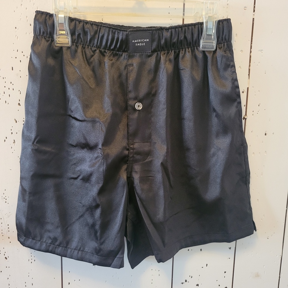 American Eagle Outfitters Black Satin Pajama Shorts